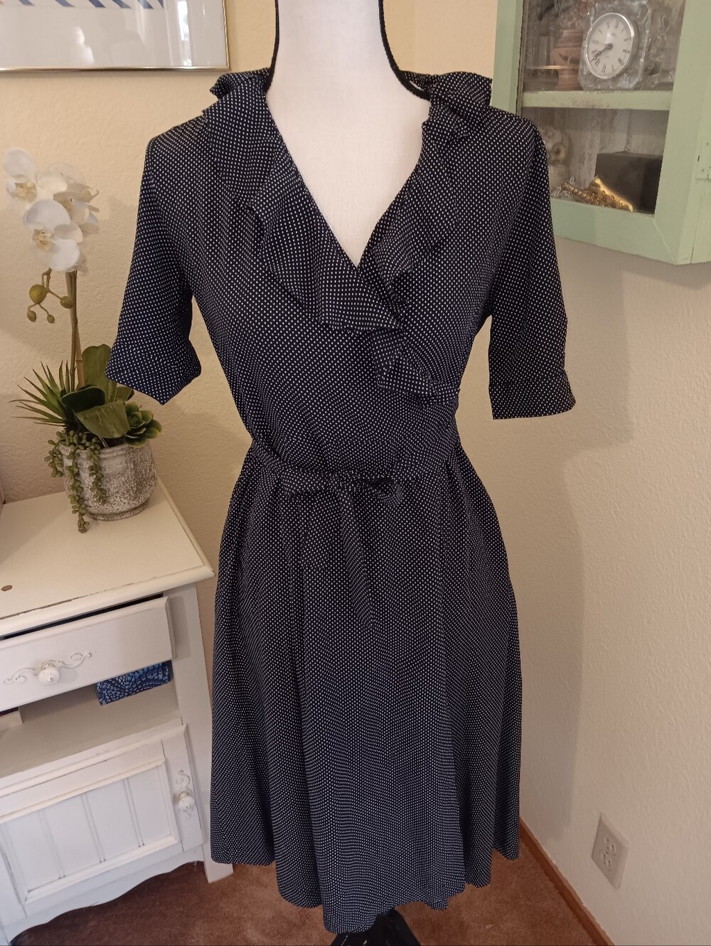 Ines De La Fressange For UNIQLO Classic Black Polka Dot Wrap Dress